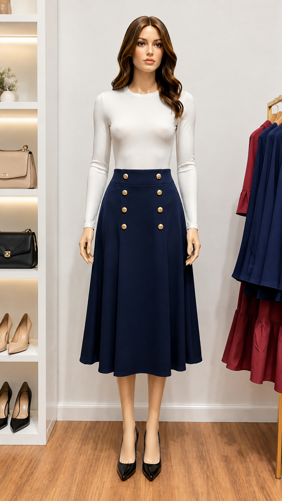 Falda midi   Vino formal