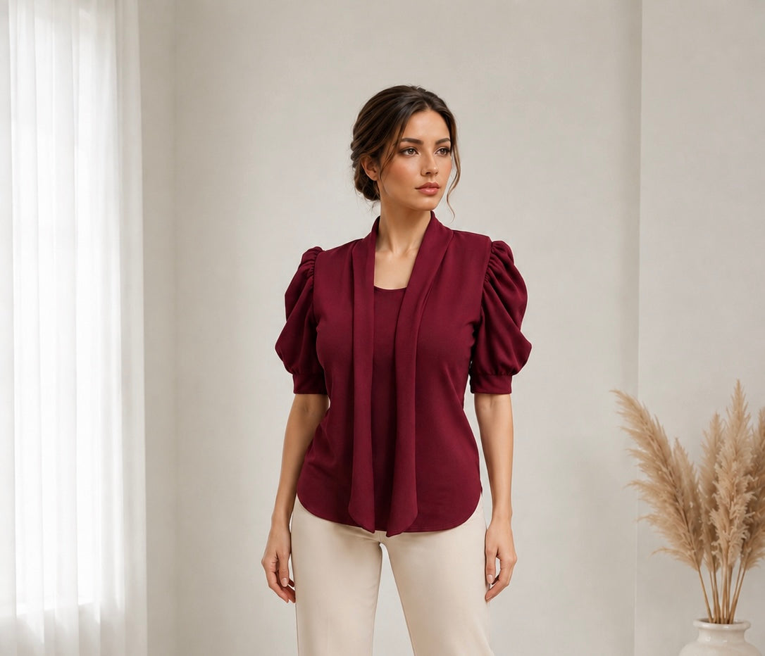 Luce un estilo femenino y sofisticado con esta hermosa blusa en color rosa.