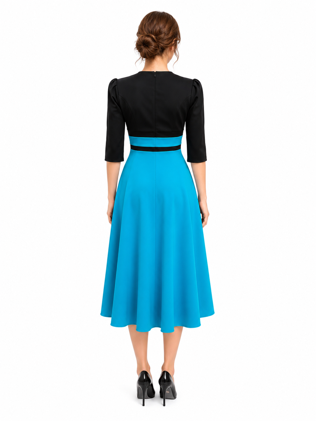 vestido formal en color turquesa,