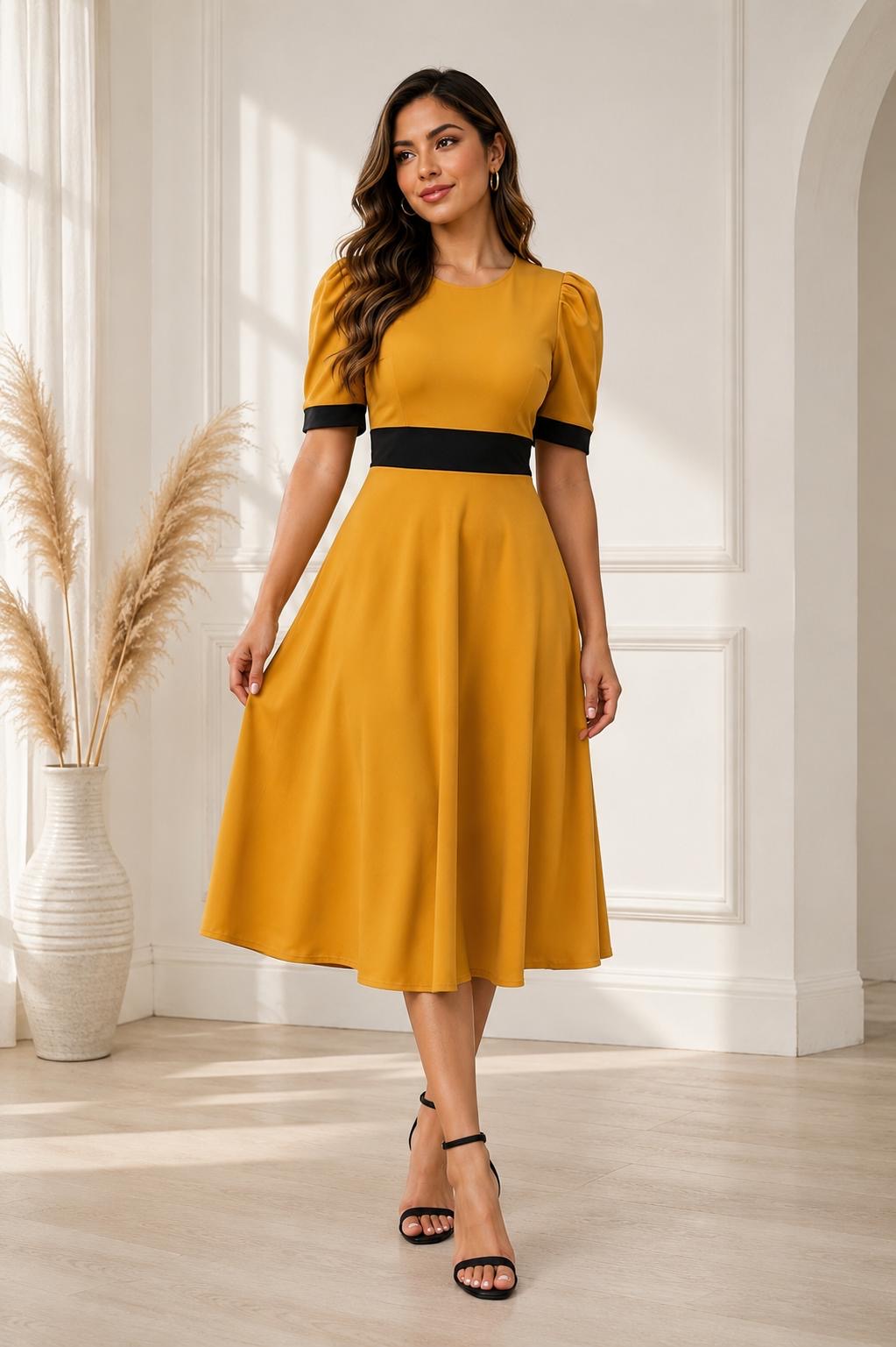 Un vestido clásico y elegante que resalta tu estilo con un toque de distinción.
