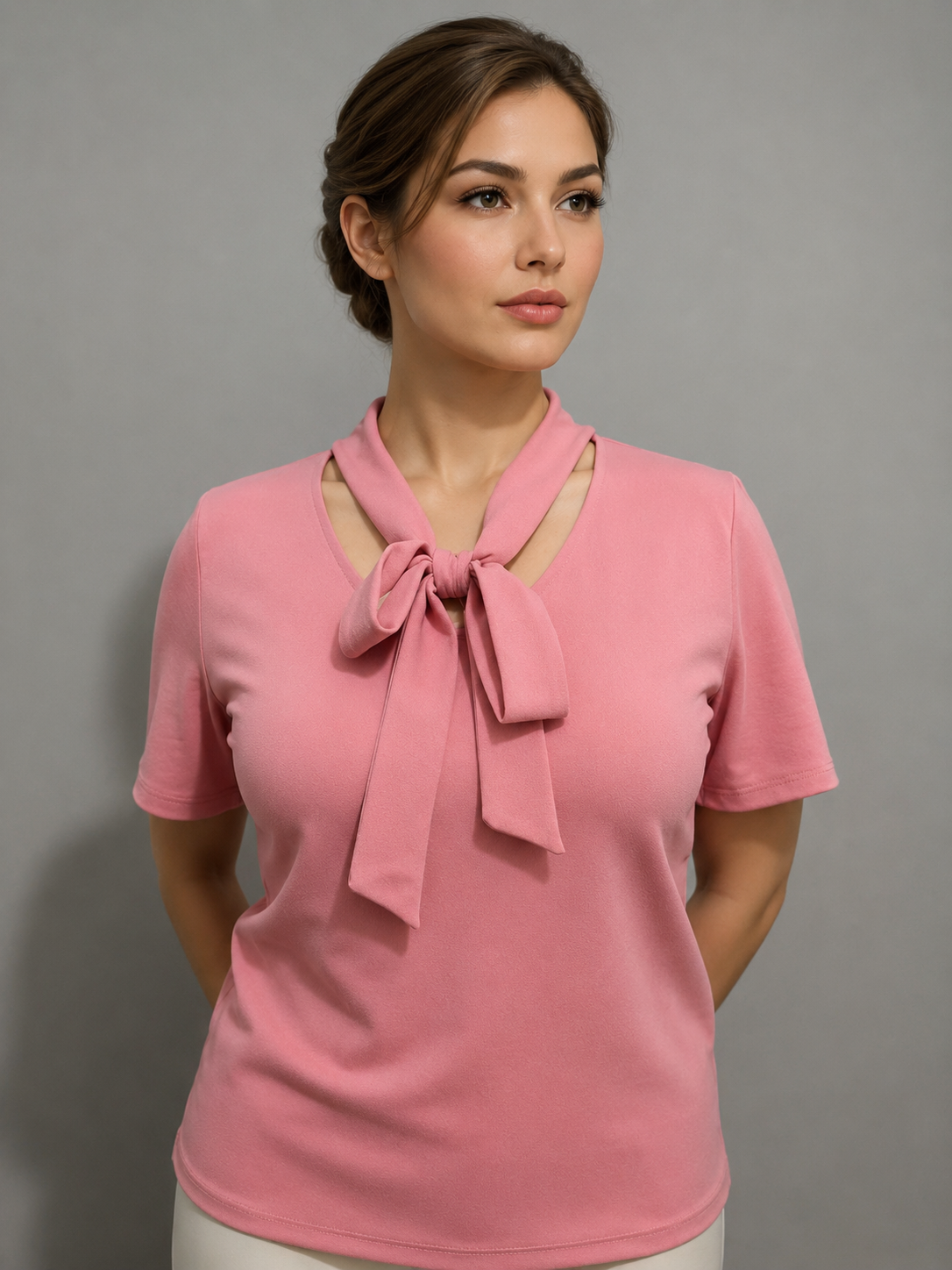 Luce un estilo femenino y sofisticado con esta hermosa blusa en color rosa.