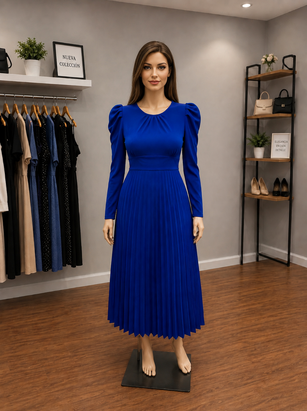 Vestido Plisado Azul Rey – Elegancia que Destaca