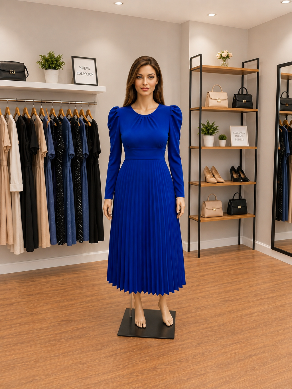 Vestido Plisado Azul Rey – Elegancia que Destaca