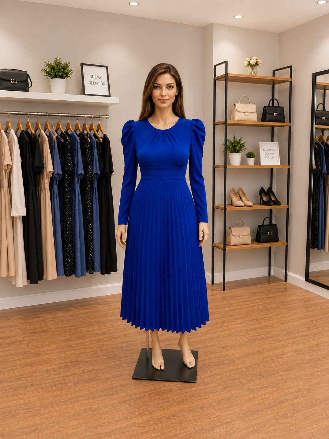 Vestido Plisado Azul Rey – Elegancia que Destaca