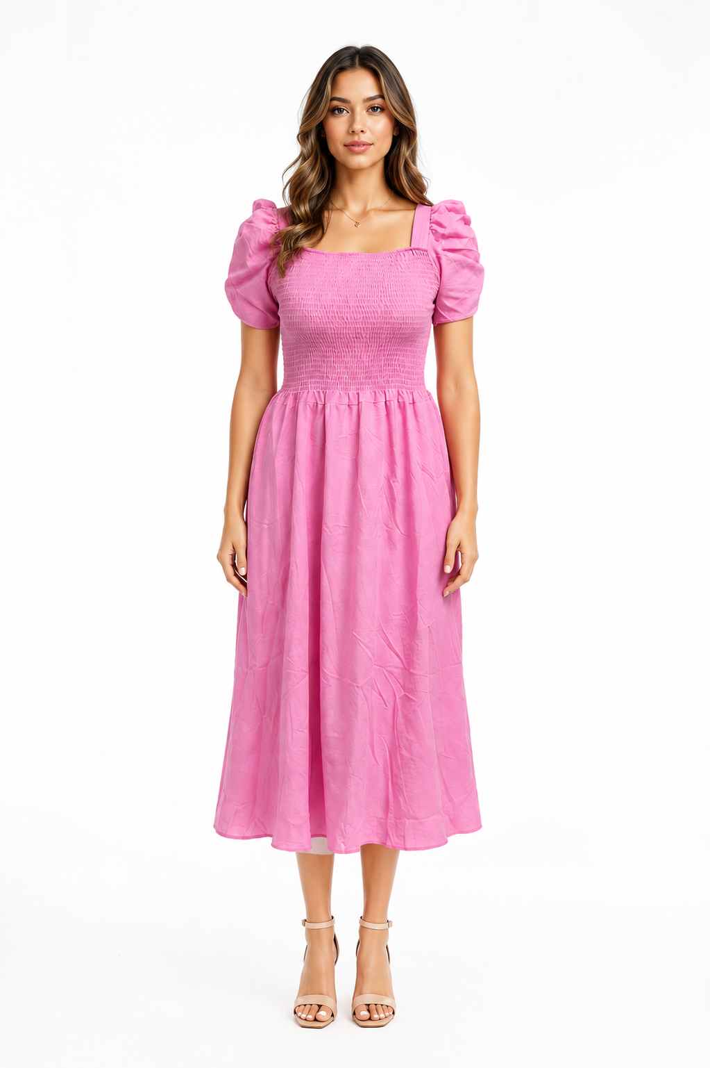 Vestido MODESTO  con Manga Abullonada