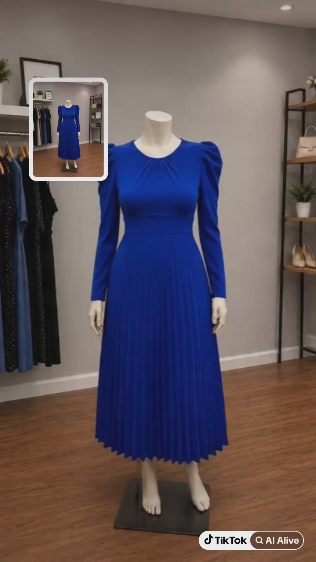 Vestido Plisado Azul Rey – Elegancia que Destaca